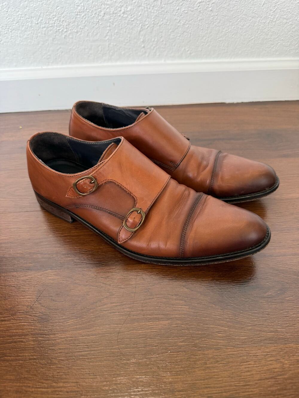 To Boot New York Goddrey Double Monk Strap Leather Dress Shoes Brown Sz 11